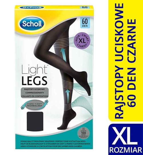 Scholl, Light Legs, rajstopy uciskowe 60 DEN czarne rozmiar XL, 1 para Scholl
