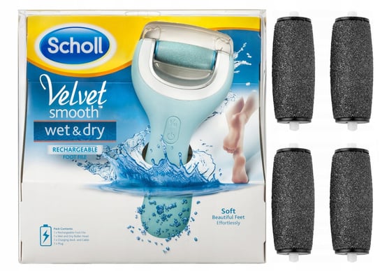 Scholl Velvet Wet Dry Pilnik+ładowarka + 5 Rolek Scholl