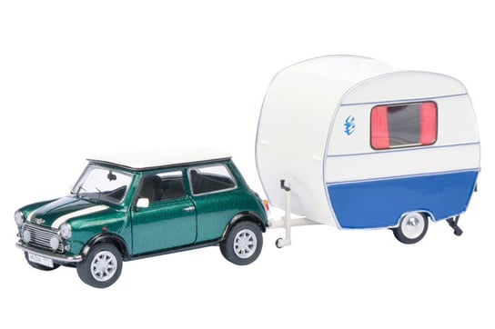 Schuco Mini Cooper With Caravan 1:43 450241500 Schuco