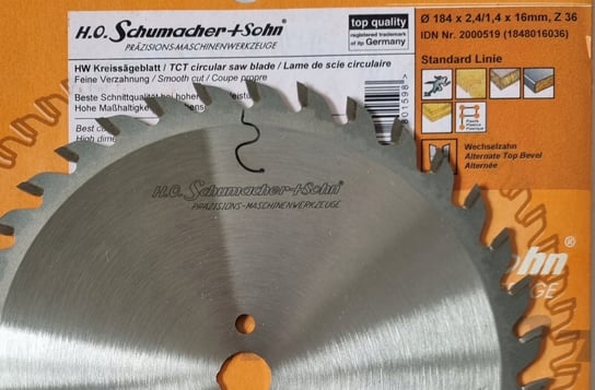 SCHUMACHER Tarcza pilarska piła 184x16mm 36z WIDIA Schumacher