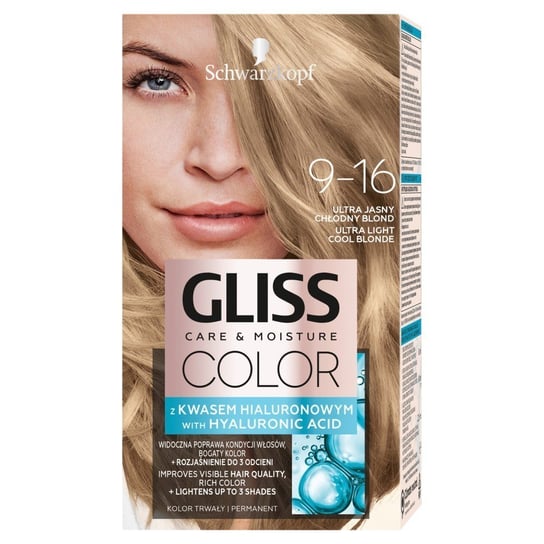 Schwarzkopf, Gliss Color Care & Moisture, Farba do włosów 9-16 ultra Jasny chłodny blond Schwarzkopf