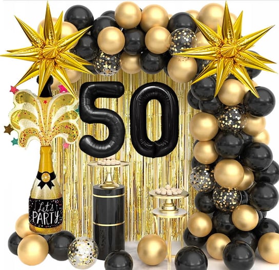 Ścianka Dekoracje Zestaw Balonów Na 50 Urodziny Złoty 79Szt Inna marka