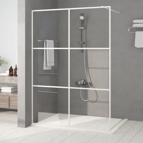 Ścianka prysznicowa, biała, 140x195 cm, przezroczyste szkło ESG vidaXL