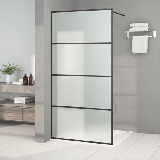 Ścianka prysznicowa, czarna, 100x195 cm, mrożone szkło ESG vidaXL