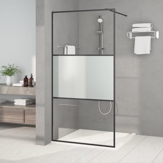 Ścianka prysznicowa, czarna, 100x195 cm, półmrożone szkło ESG vidaXL