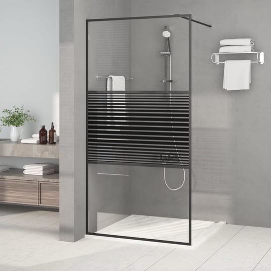 Ścianka prysznicowa, czarna, 100x195 cm, przejrzyste szkło ESG vidaXL