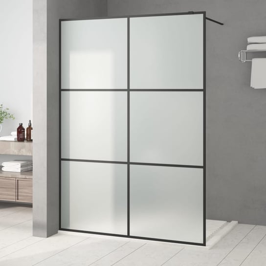 Ścianka prysznicowa, czarna, 140x195 cm, mrożone szkło ESG vidaXL