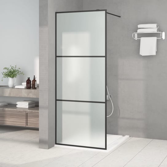 Ścianka prysznicowa, czarna, 80x195 cm, mrożone szkło ESG vidaXL