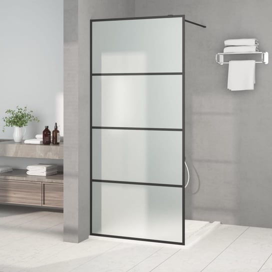 Ścianka prysznicowa, czarna, 90x195 cm, mrożone szkło ESG vidaXL