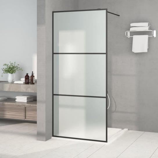 Ścianka prysznicowa, czarna, 90x195 cm, mrożone szkło ESG vidaXL