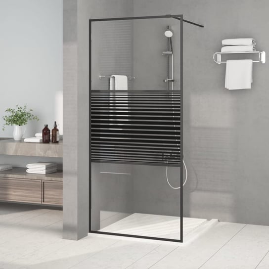 Ścianka prysznicowa, czarna, 90x195 cm, przezroczyste szkło ESG vidaXL