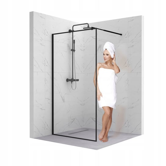 Ścianka Szyba Prysznicowa Walk-In 90 Cm Czarna Drzwi Kabina Szkło 8Mm Esg SEVANTE