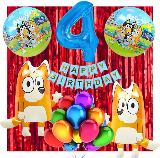 Ścianka Zestaw Balonów Na 4 Urodziny Bluey Bingo 22Szt Inny producent