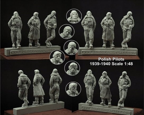 Scibor 48Hm0012 Figurki Polish Pilots 1939-40 [3Szt] 1:48 Scibor Miniatures