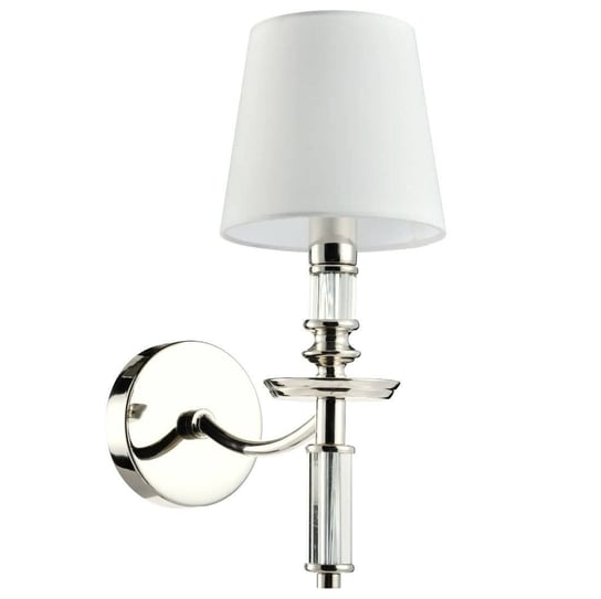 Ścienna LAMPA abażurowa SIENA  W01315WH NI Cosmolight klasyczny kinkiet z kryształkami do przedpokoju biały Cosmolight