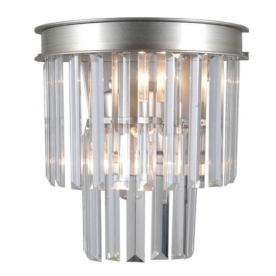 Ścienna LAMPA glamour VERDES WL-44372-2A-SLVR-BRW Italux szklana OPRAWA kryształowa pałacowa srebrna przezroczysta ITALUX