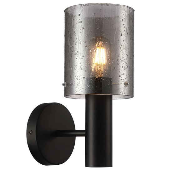 Ścienna LAMPA loft SARDO RAIN WL-5581-1A-BK+RNSG Italux tuba OPRAWA szklana kinkiet z efektem deszczu przydymiony ITALUX