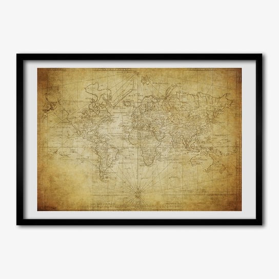 Ścienny obraz z ramką TULUP Stara mapa świata 70x50 cm Tulup