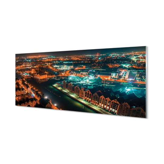 Ścienny panel Gdańsk Rzeka panorama noc 125x50 cm Tulup