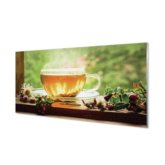 Ścienny panel kuchenny Gorąca herbata zioła 120x60 Tulup