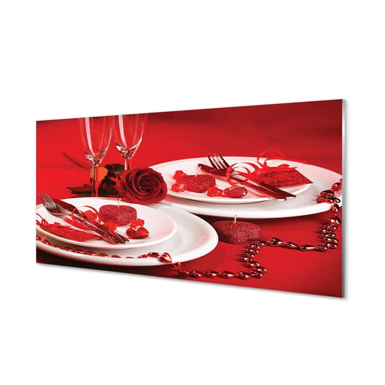 Ścienny panel kuchenny Róża serca kieliszki 120x60 Tulup