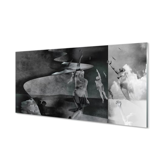 Ścienny panel Niebo czarno białe ludzie 120x60 cm Tulup