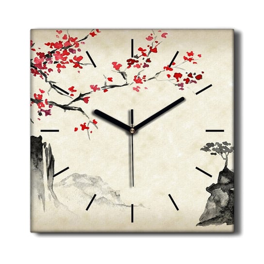 Ścienny zegar na płótnie Azjatyckie drzewa 30x30, Coloray Coloray