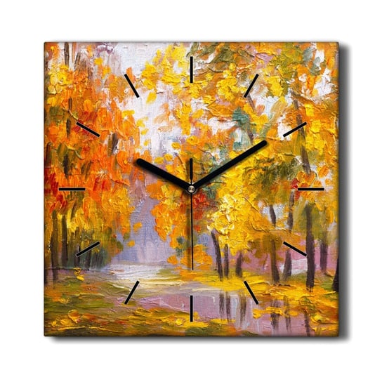 Ścienny zegar na płótnie Las liście jesień 30x30, Coloray Coloray