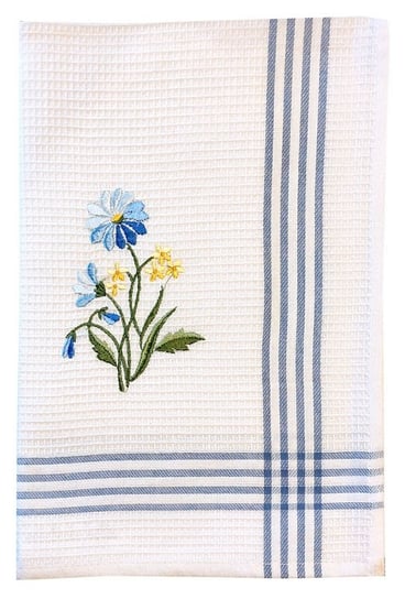 Ścierka kuchenna bawełniana 50x70 haftowana kwiat niebieski Jedeka