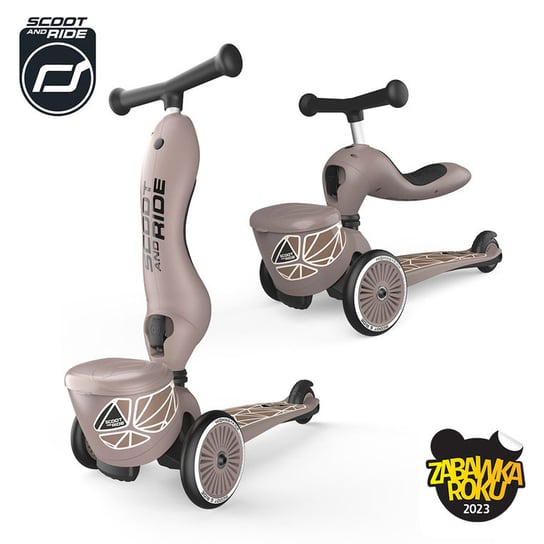 Scoot and Ride, Highwaykick 1 Lifestyle, 2w1, jeździk i hulajnoga, 1-5 lat, Brown Lines Scoot and Ride