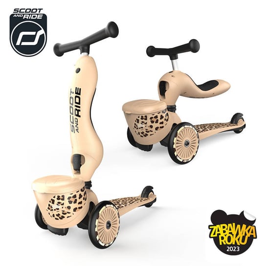 Scoot and Ride, Highwaykick 1 Lifestyle, 2w1, jeździk i hulajnoga, 1-5 lat, Leopard Scoot and Ride