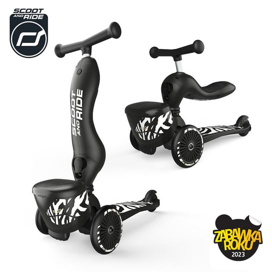 Scoot and Ride, Highwaykick 1 Lifestyle, 2w1, jeździk i hulajnoga, 1-5 lat, Zebra Scoot and Ride
