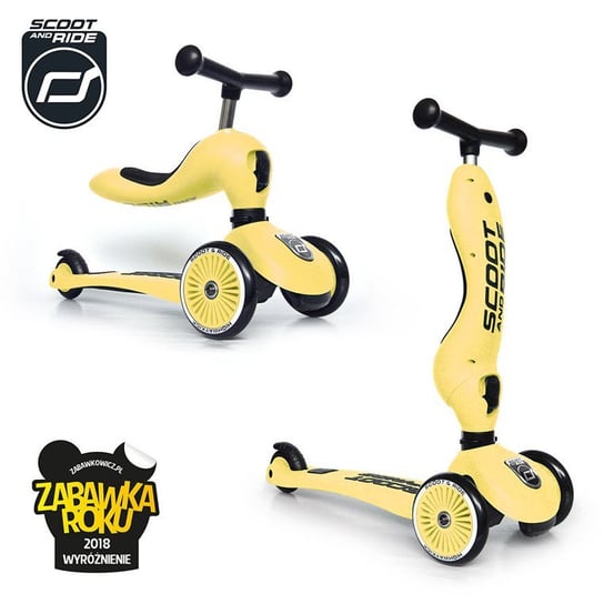 Scoot and Ride, Jeździk i Hulajnoga, Highwaykick 1 2w1, Lemon, 1-5 lat Scoot and Ride