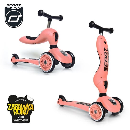 Scoot and Ride, Jeździk i Hulajnoga, Highwaykick 1 2w1, Peach, 1-5 lat Scoot and Ride