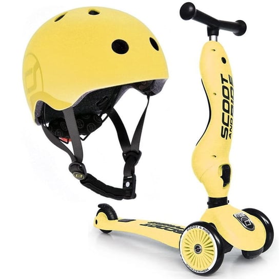 Scoot and Ride, Zestaw hulajnoga 2w1 + kask S-M 2+ Lemon Scoot and Ride