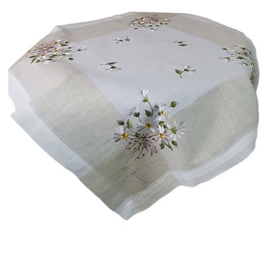 SE00468 Mały  Lniany Obrus z haftem 85x85cm DekorRacje