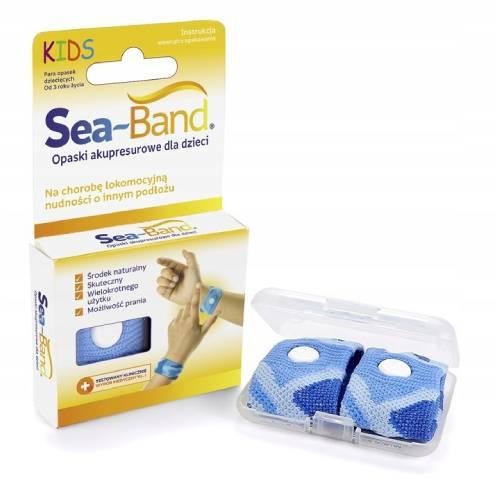 SEA-BAND opaski przeciw mdłościom 2 szt. Opaski do akupresury dla dzieci - NIEBIESKIE Sea-Band
