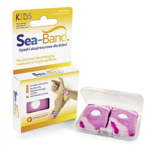 SEA-BAND opaski przeciw mdłościom 2 szt. Opaski do akupresury dla dzieci - RÓŻOWE Sea-Band