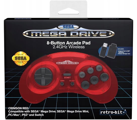 SEGA Mega Drive Crimson Red Pad 2.4GHz 9-pin + USB Inny producent