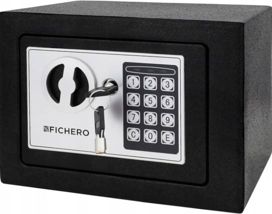 Sejf elektroniczny na szyfr i klucz, czarny FICHERO