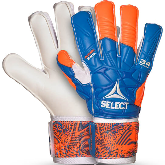 Select, Rękawice bramkarskie, 34 Protection Flat Cut 2019 niebiesko-pomarańczowo-białe, rozmiar 5 Select