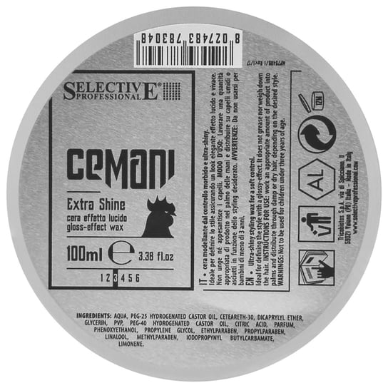 Selective Cemani Extra Shine Wosk, Nabłyszczający wosk do stylizacji fryzur, 100ml Selective