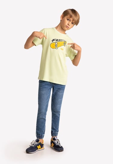 Seledynowa koszulka chłopięca z nadrukiem deskorolki VOLCANO T-FONTER JUNIOR 134-140 VOLCANO