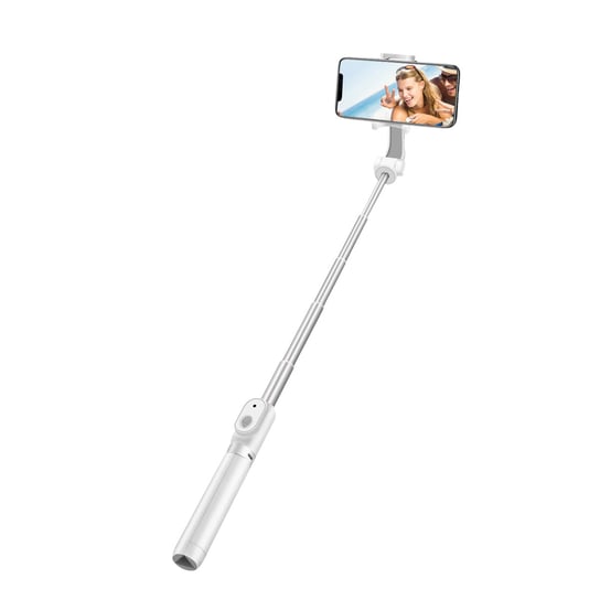 Selfie stick Bluetooth Wireless z funkcją obracania statywu o 360° w kolorze białym LinQ