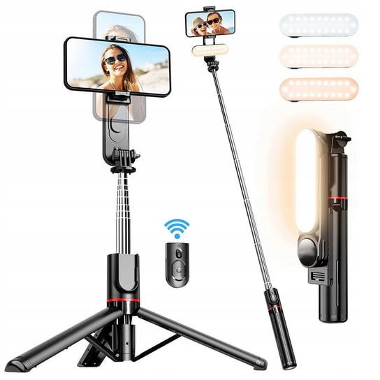 Selfie stick SL15 Fill LED Light kijek do zdjęć 111cm do telefonu + tripod statyw + pilot bluetooth VIZ4