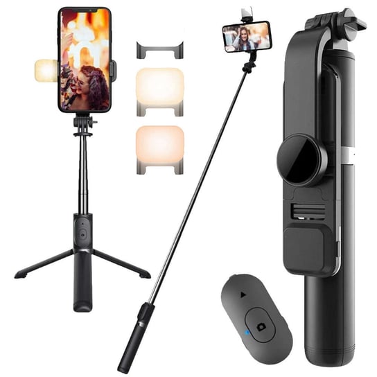 Selfie stick statyw Alogy Tripod uchwyt do telefonu kijek Bluetooth LED Czarny Alogy