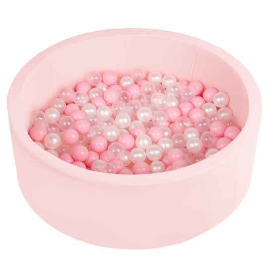 Selonis Suchy basen okrągły z piłeczkami 6cm różowy: pudrowy róż-perła-transparent 90x30cm/200piłek Zabawka basen piankowy Selonis