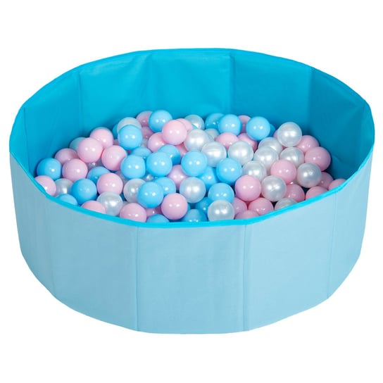 Selonis, suchy basen składany z piłeczkami 6cm niebieski: babyblue-pudrowy róż-perła 80x23/100piłek Selonis