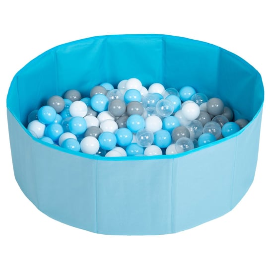 Selonis, suchy basen składany z piłeczkami 6cm niebieski: szary-biały-transparent-babyblue 80x23/100piłek Selonis