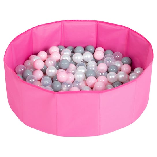 Selonis, suchy basen składany z piłeczkami 6cm różowy: perła-szary-transparent-pudrowy róż 80x23/100piłek Selonis
